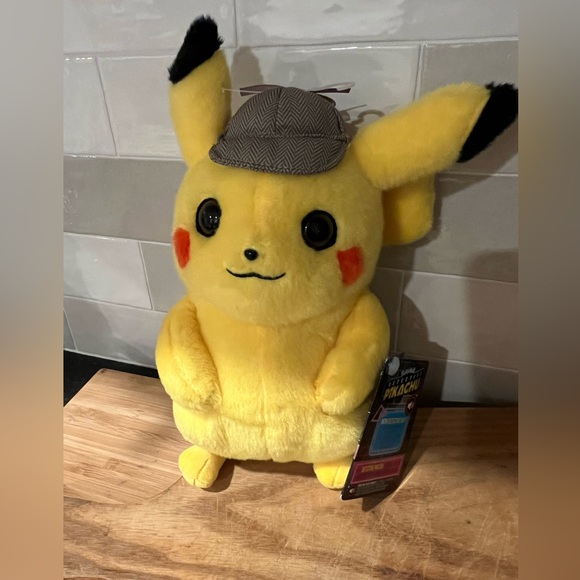 NEW with Tags Detective Pikachu Plush Hat No Sound Pokemon Wicked Cool Toys - Picture 1 of 4